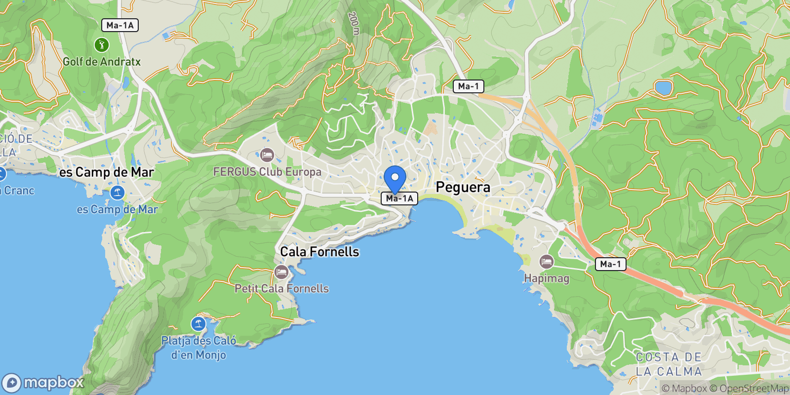Map showing Carrer llimonera, Cala Fornells, Calvia, Balearic Islands.