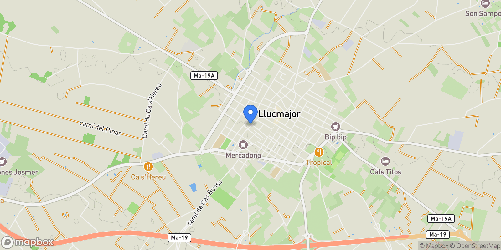 Map showing Carrer de la Marina, Llucmajor, Balearic Islands, Spain.