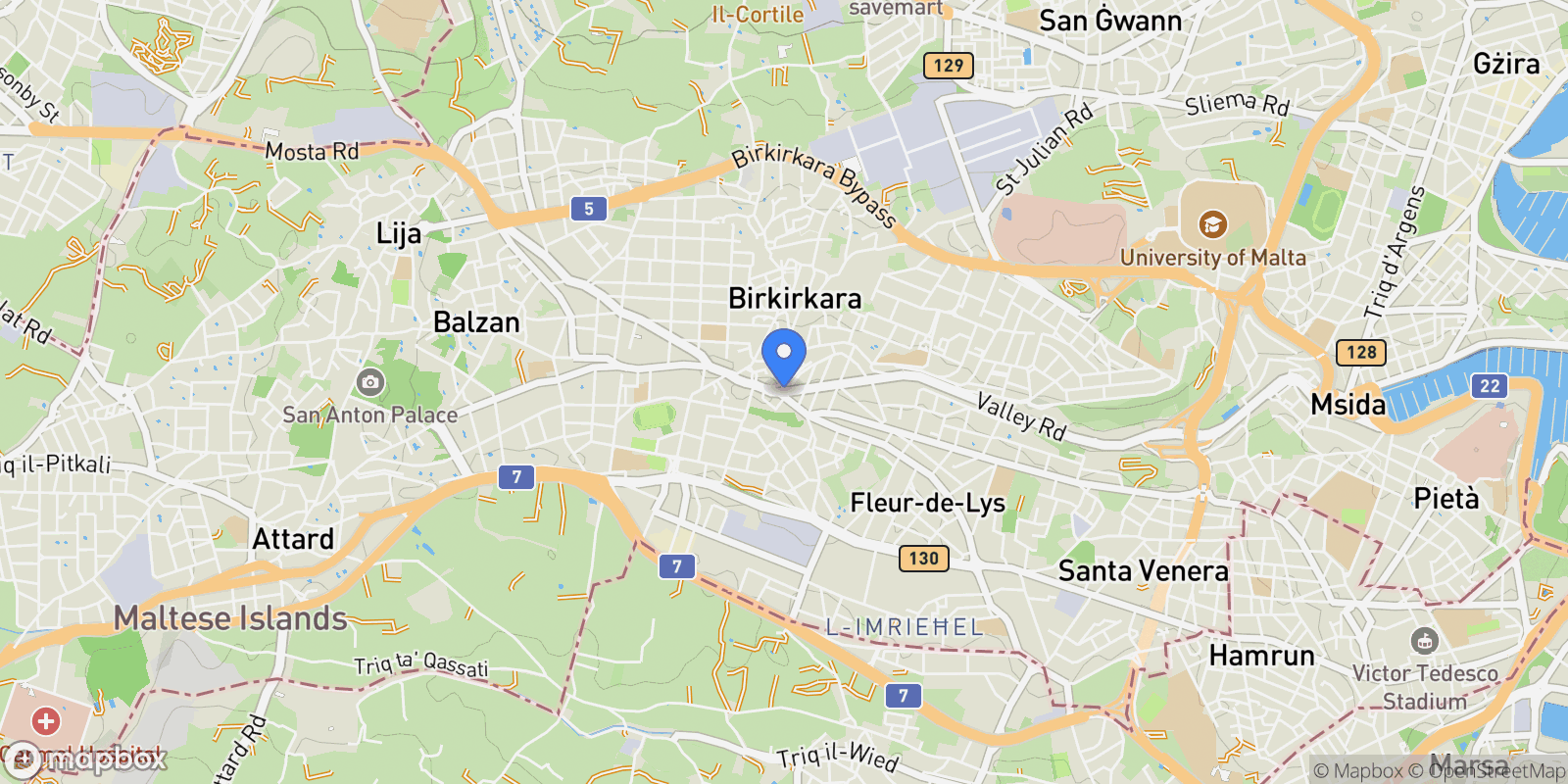 Map showing Birkirkara, Birkirkara, Malta.