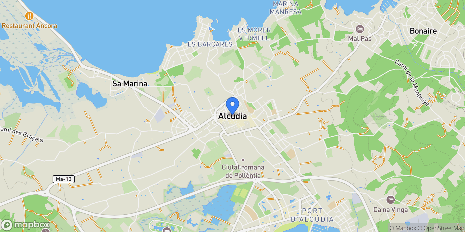 Map showing Camí d'Alcanada, Alcudia, Balearic Islands, Spain.
