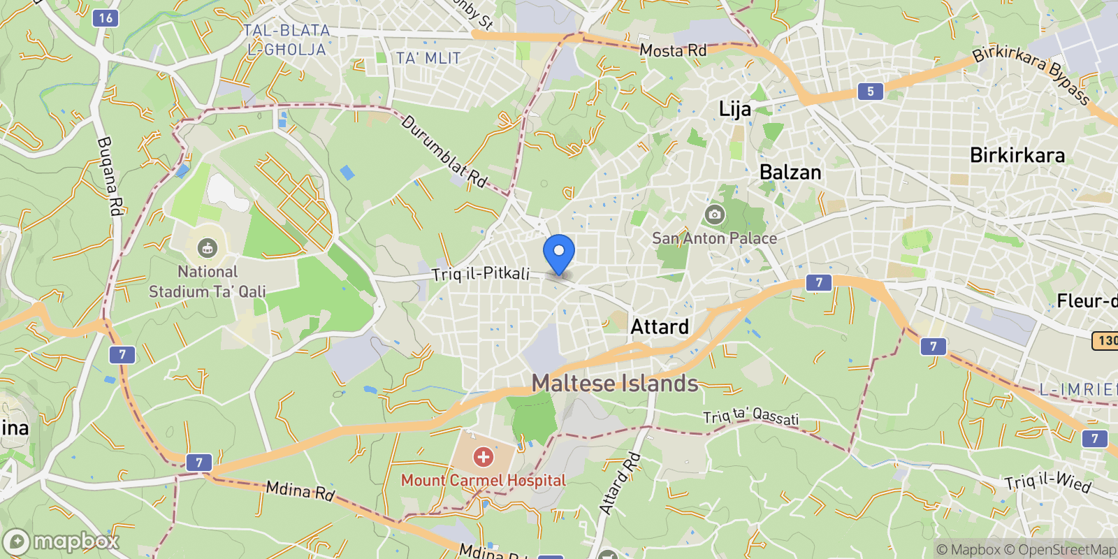 Map showing Attard, Attard, Malta.
