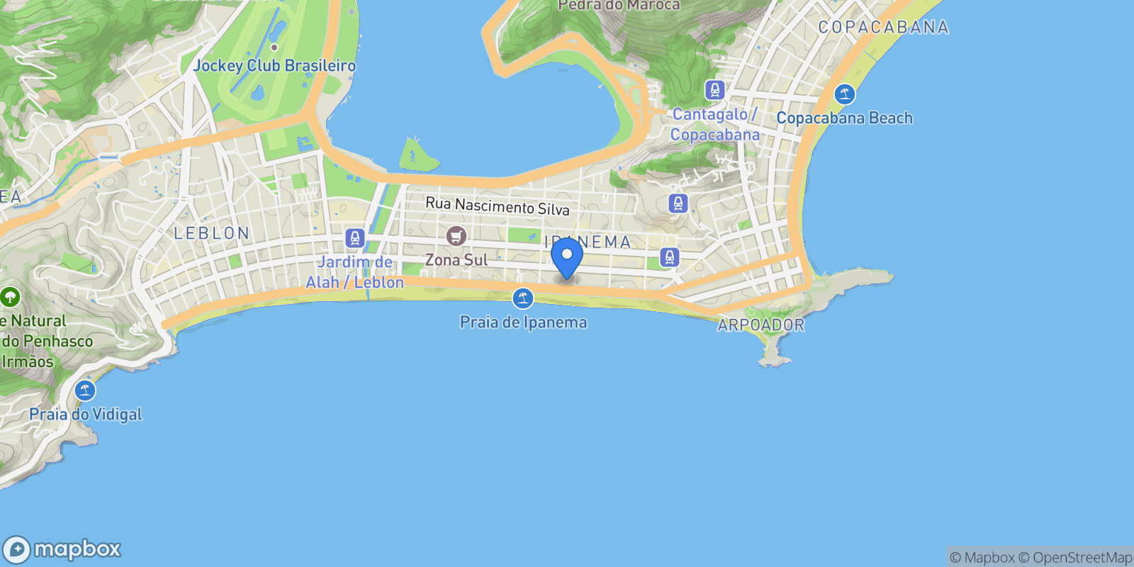 Map showing Vieira Souto 324, RJ, Rio de Janeiro, State of Rio de Janeiro, Brazil.