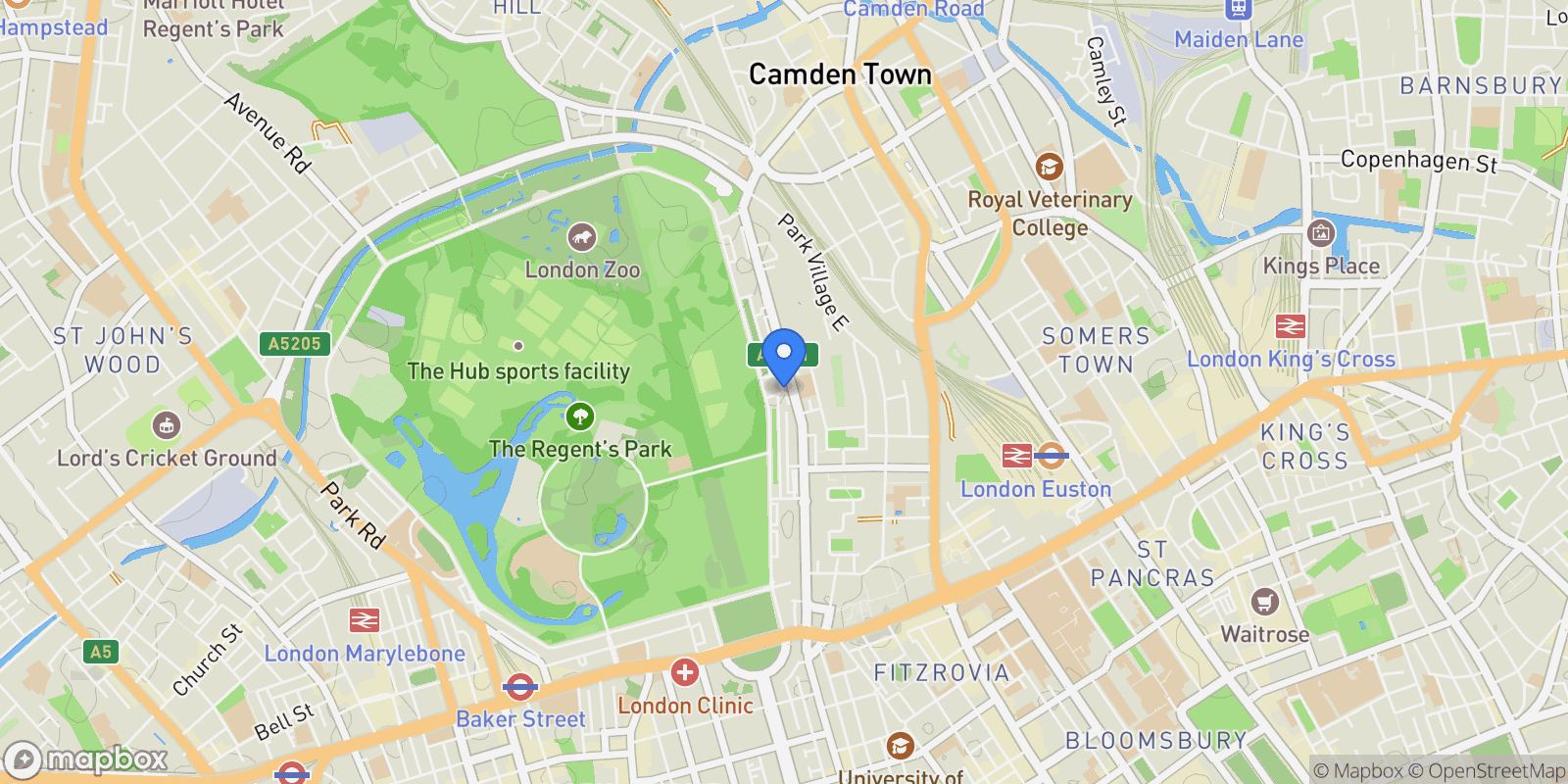Map showing Chester Place, Regent's Park, London, London, England, United Kingdom.