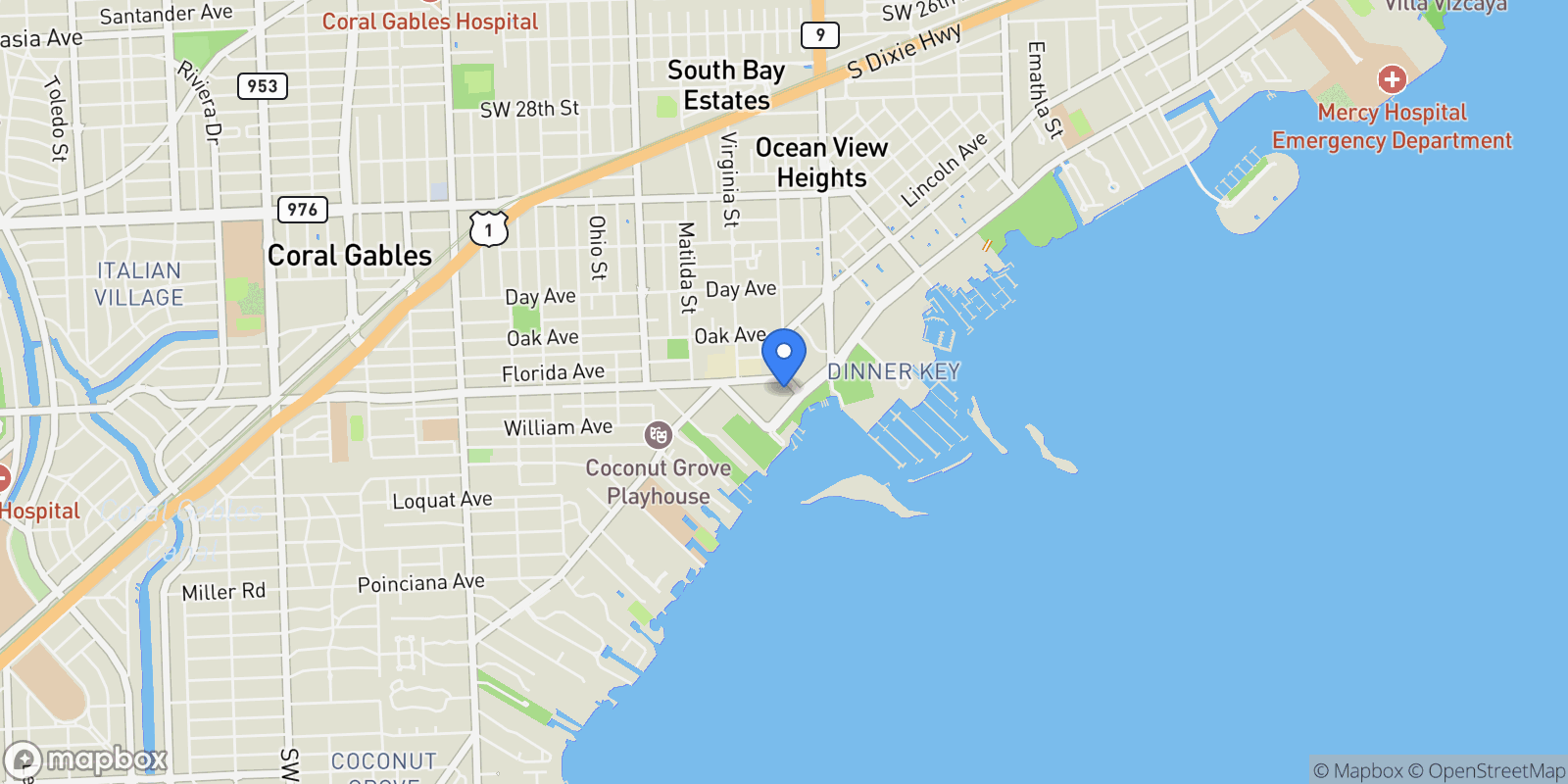 Map showing 2901 S Bayshore Dr 17G/H, Miami, Florida, United States.