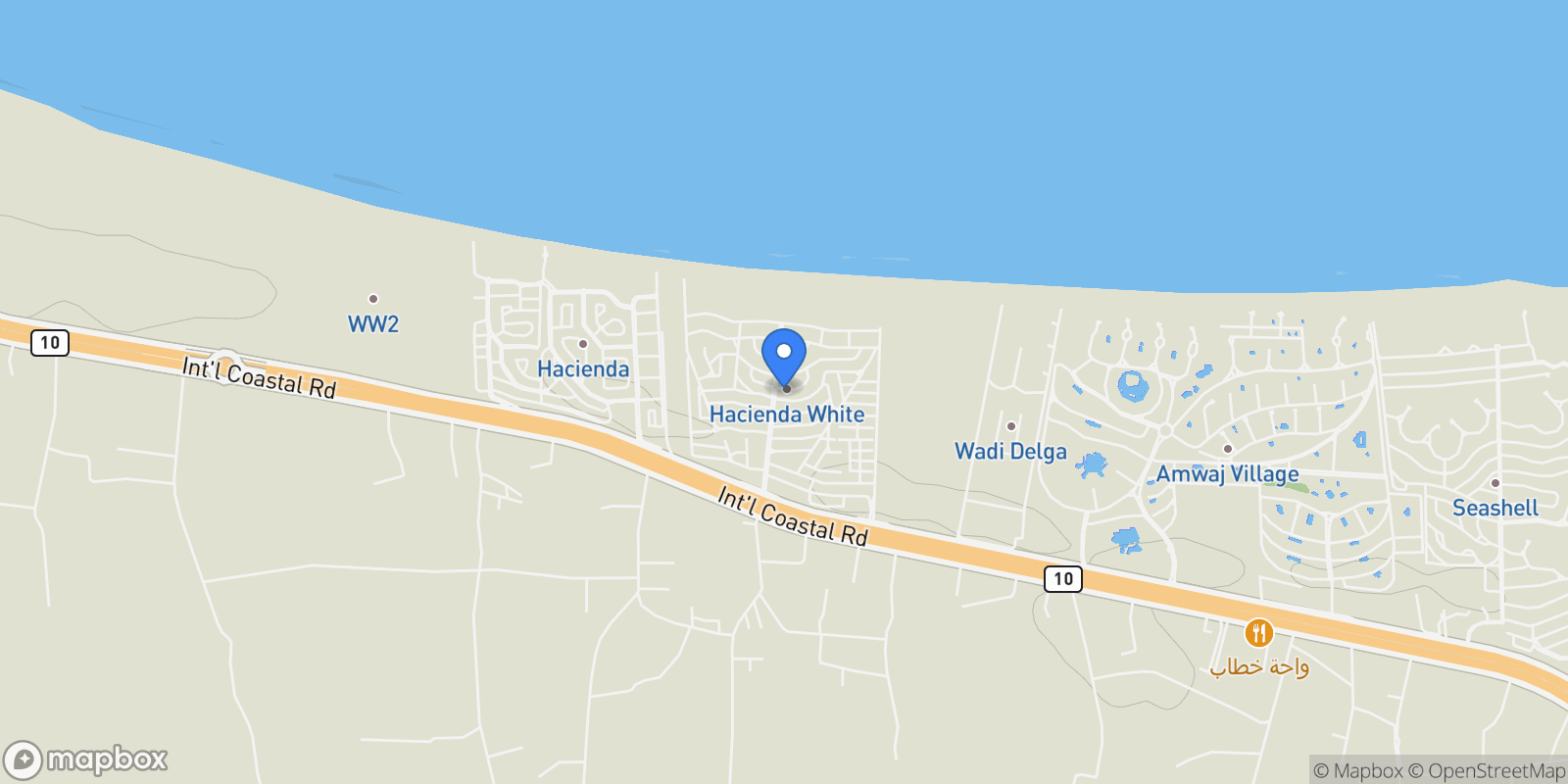 Map showing Hacienda White North Coast, Sidi Abdel Rahman, MT, Matrouh Governorate, Egypt.