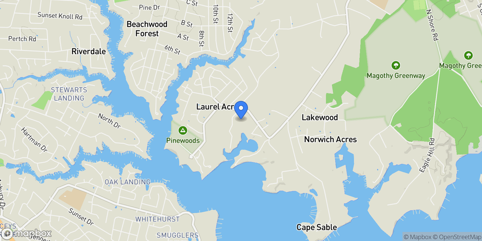 Map showing 301 Sturtons Lane, Pasadena, MD 21122, Pasadena, Maryland, United States.