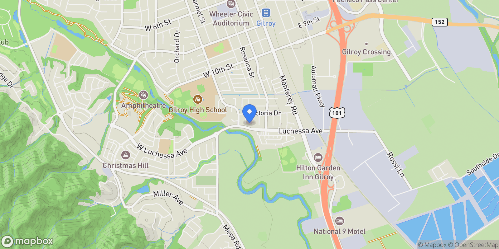 Map showing 6490 Kings Place, Gilroy, CA 95020, Gilroy, California, United States.