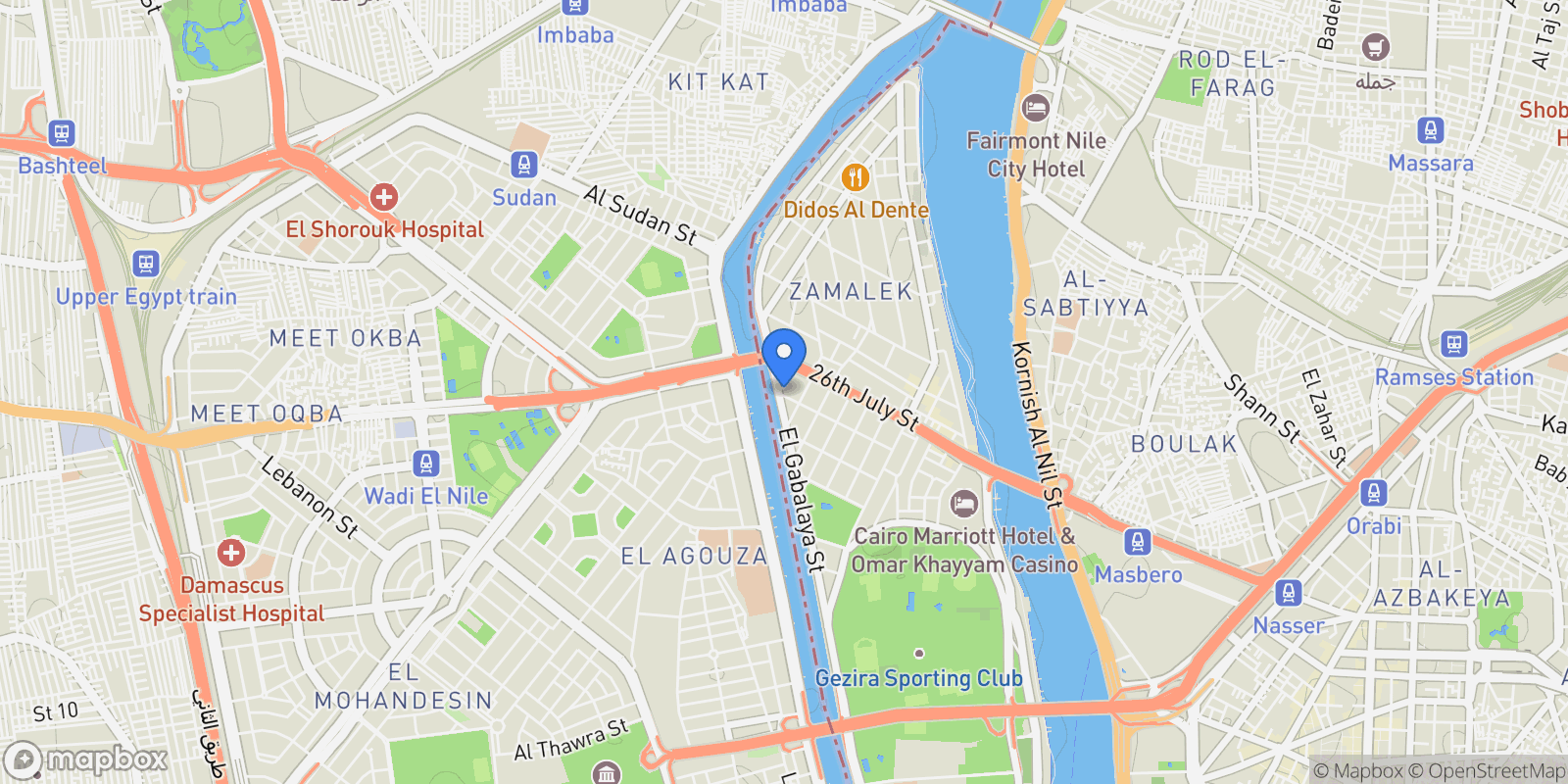 Map showing Zamalek, Cairo, Cairo, Cairo Governorate, Egypt.