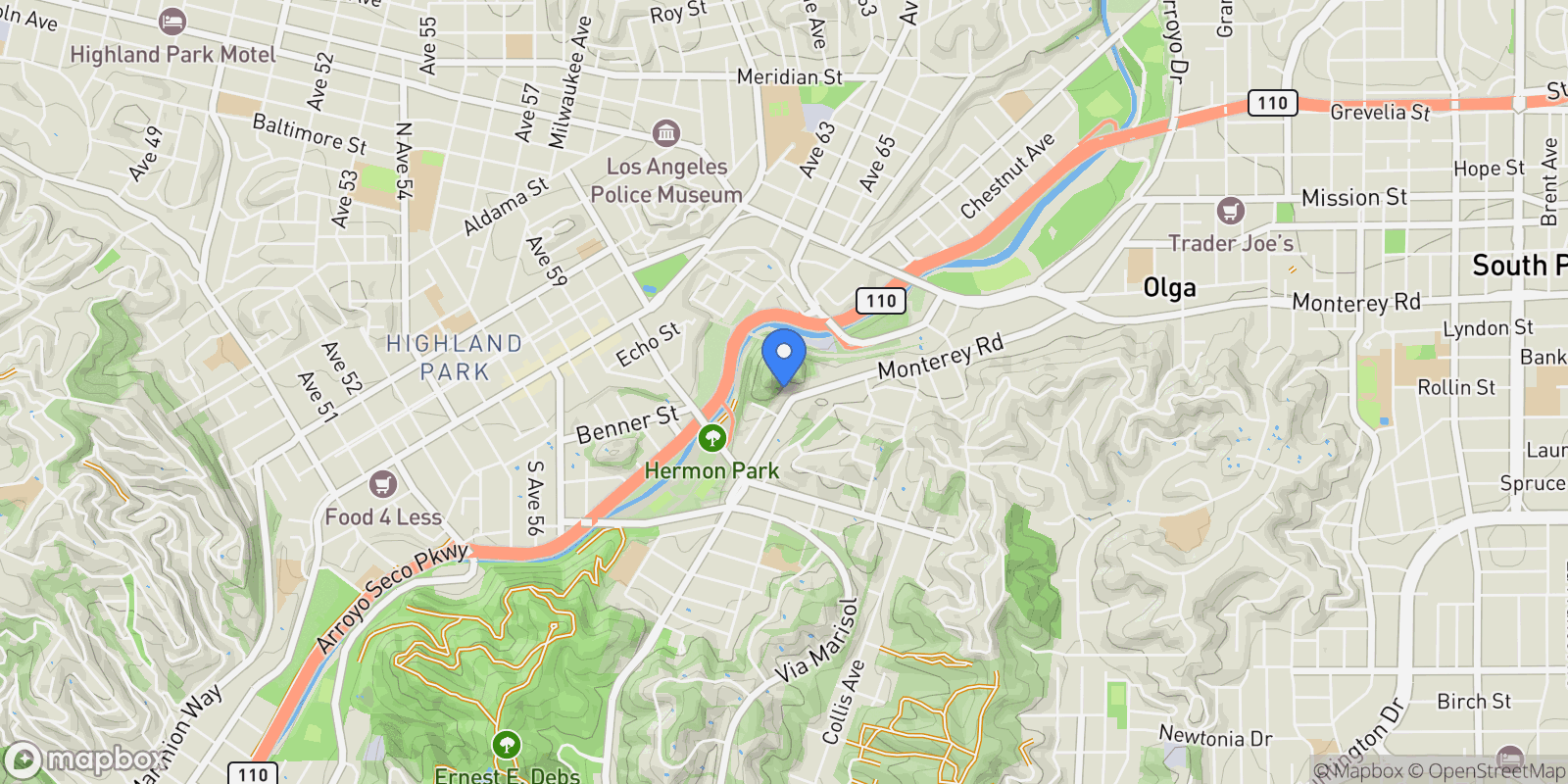 Map showing 6221 Monterey Road #304 , Los Angeles, CA 90042, Los Angeles, California, United States.