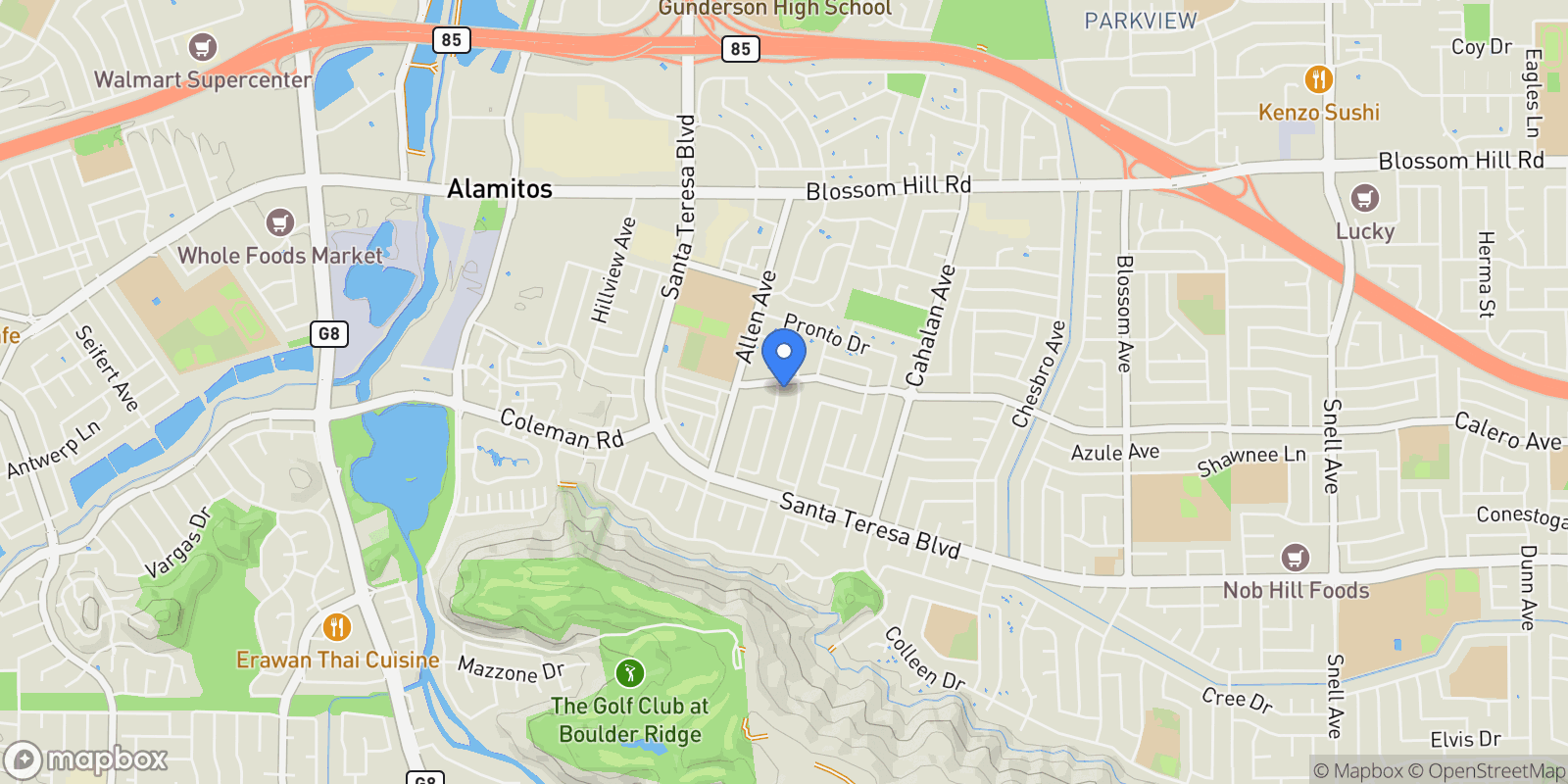 Map showing 5870 Cabral Avenue, San Jose, CA 95123, San Jose, California, United States.