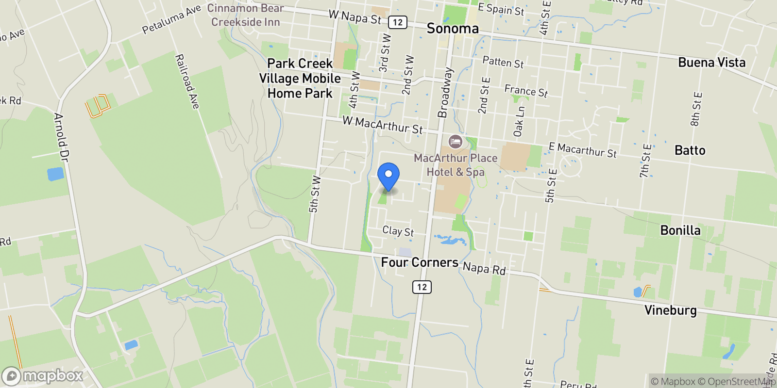 Map showing 1169 Cox St, Sonoma, California, United States.