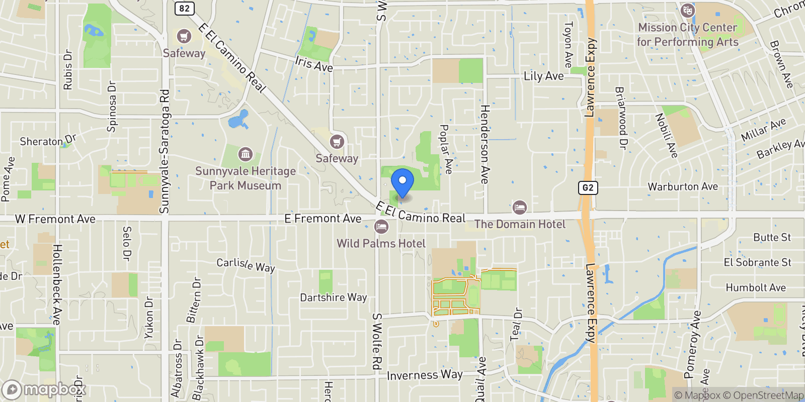 Map showing 584 Compton Terrace, Sunnyvale, California, United States.