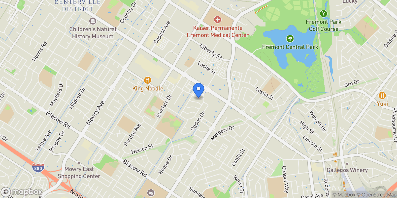 Map showing 39735 Trinity Way, Newark, California, United States.
