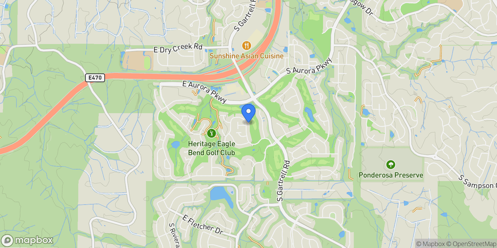 Map showing 22887 E Long Drive, Aurora, CO 80016, Aurora, Colorado, United States.