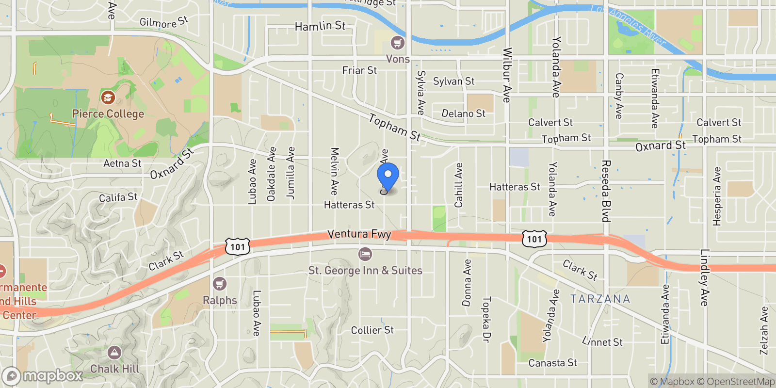 Map showing 5828 Calvin Avenue, Tarzana, CA 91356, Los Angeles, California, United States.