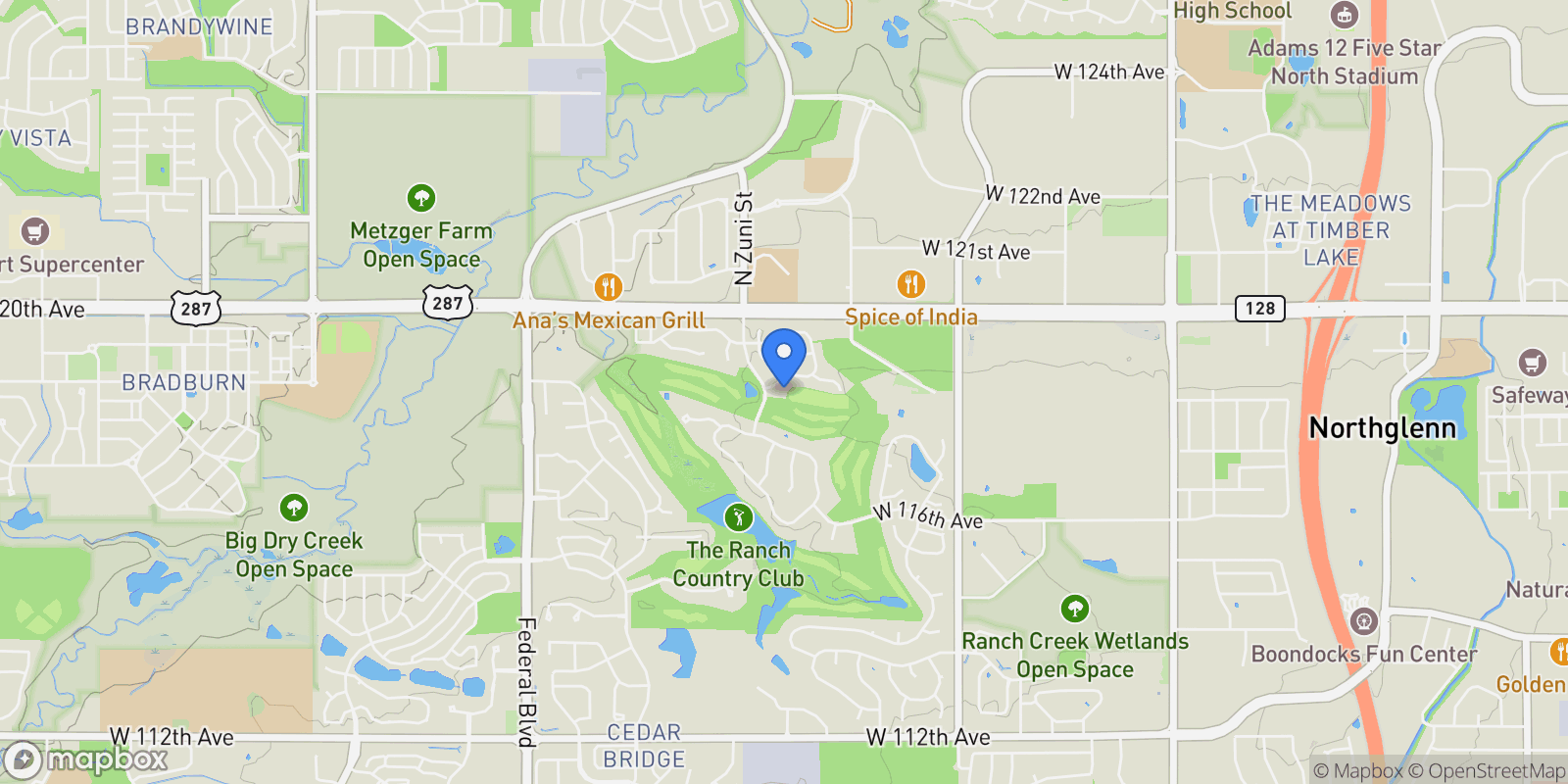 Map showing 2363 W 118th Avenue, Denver, CO 80234, Thornton, Colorado, United States.