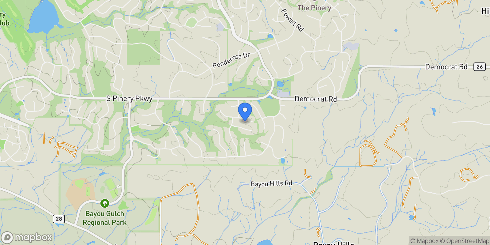 Map showing 9132 Scenic Pine Drive, Parker, CO 80134, Parker, Colorado, United States.