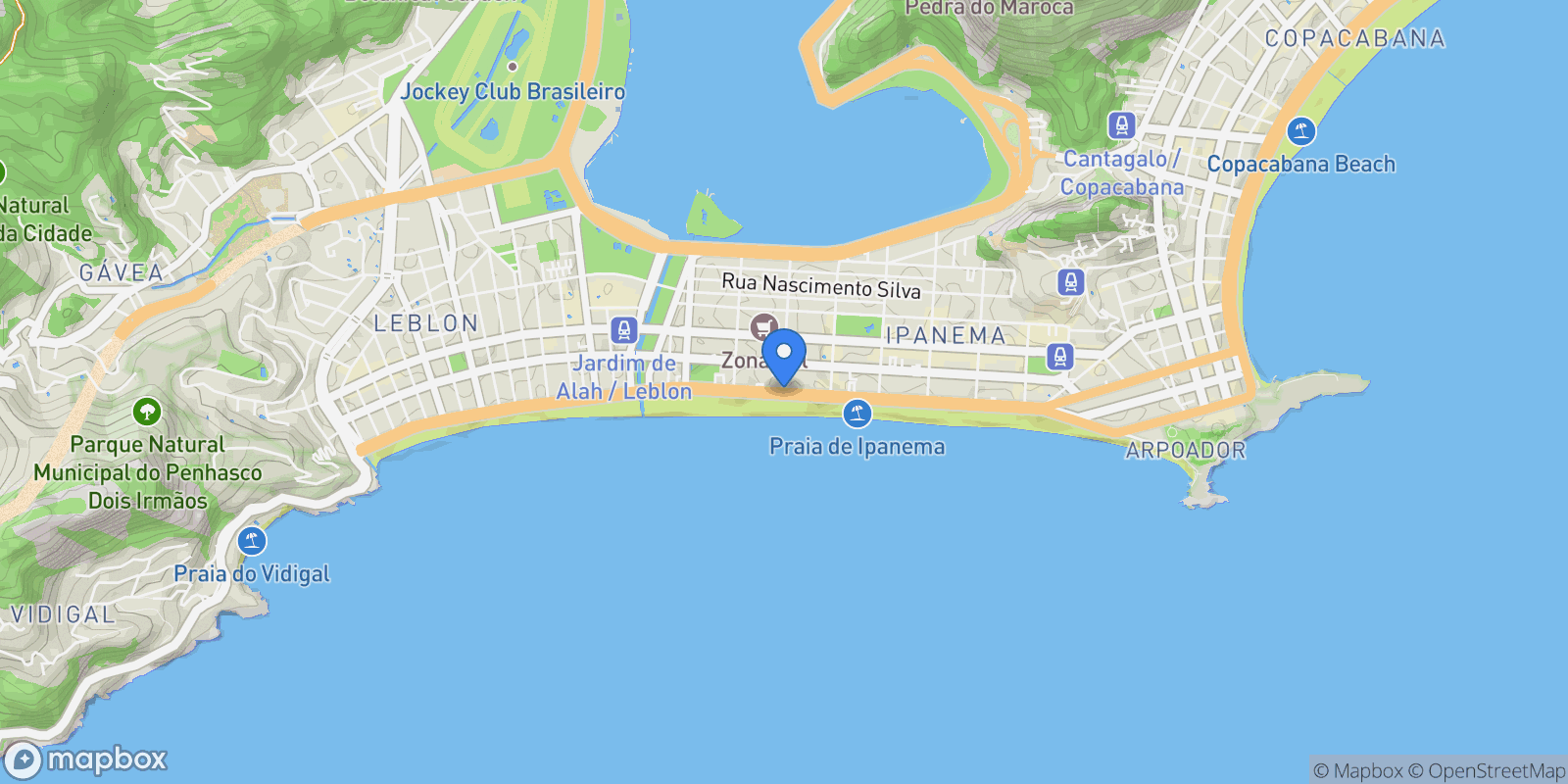 Map showing Vieira Souto 690, RJ, Rio de Janeiro, State of Rio de Janeiro, Brazil.