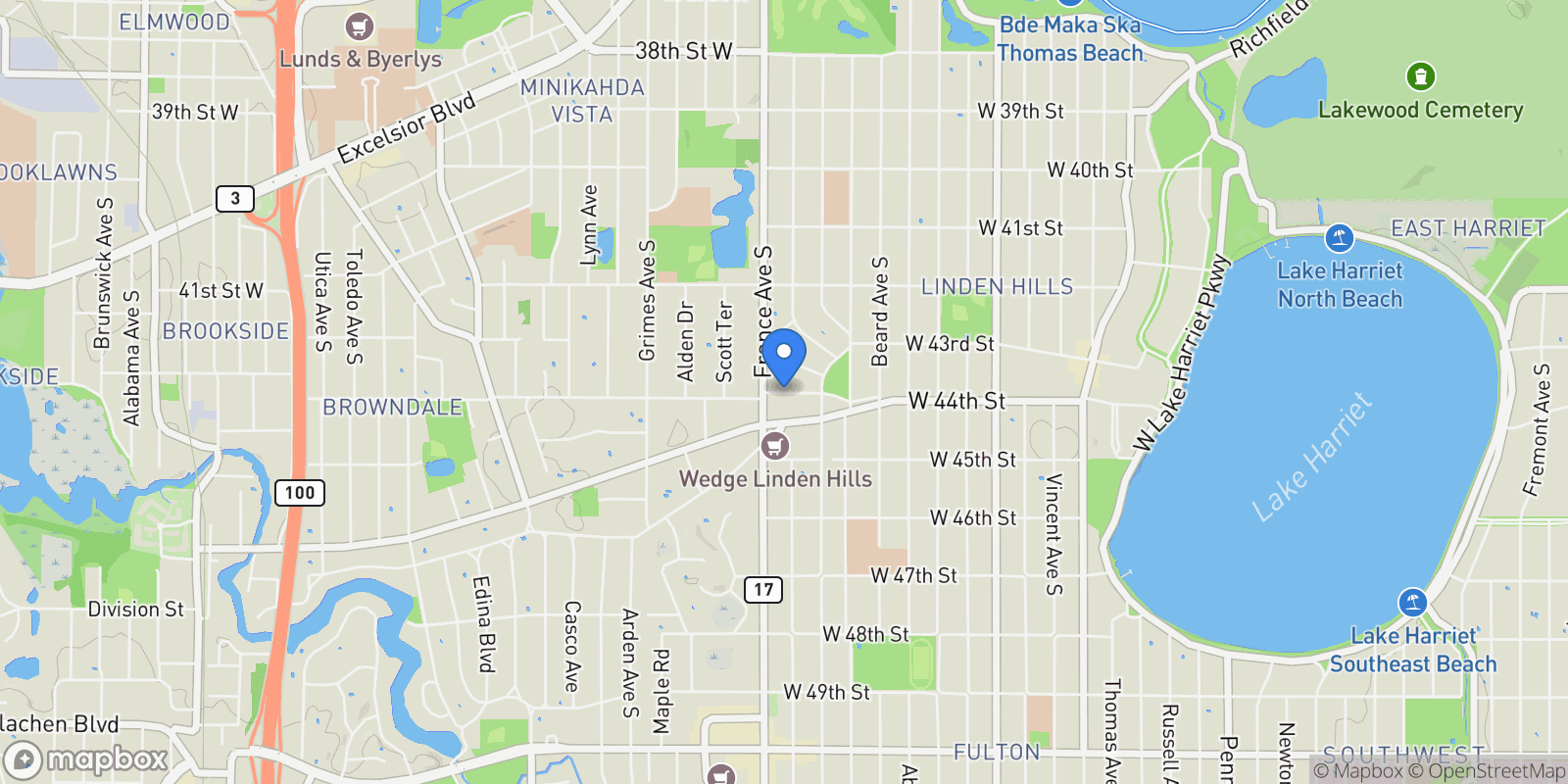 Map showing 2815 W 44th Street #5, Minneapolis, MN 55410, Minneapolis, Minnesota, United States.