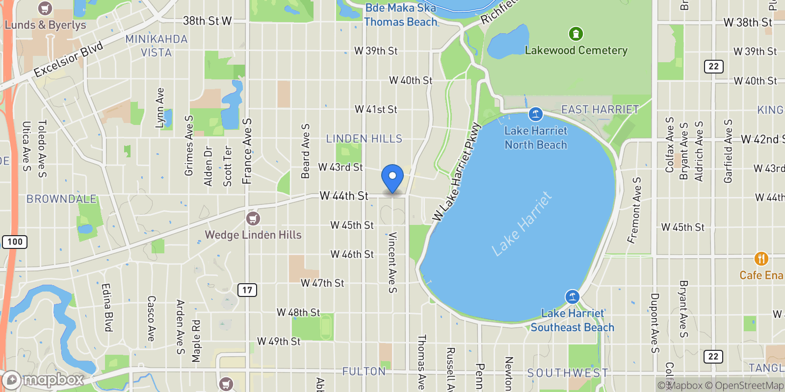 Map showing 2815 W 44th Street #1, Minneapolis, MN 55410, Minneapolis, Minnesota, United States.
