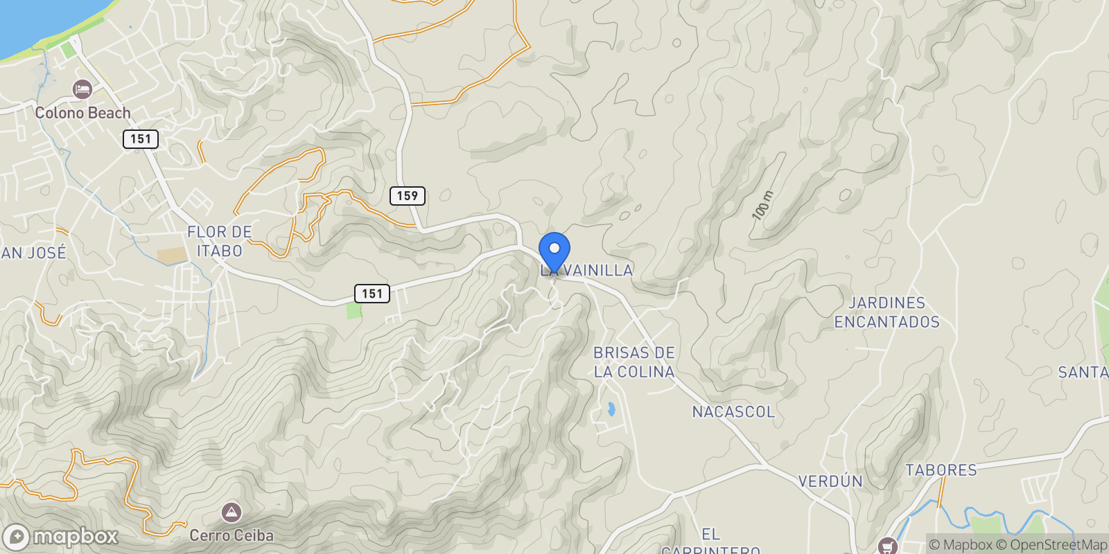 Map showing Laderas del Mar, Carrillo, G, Coco, Guanacaste Province, Costa Rica.