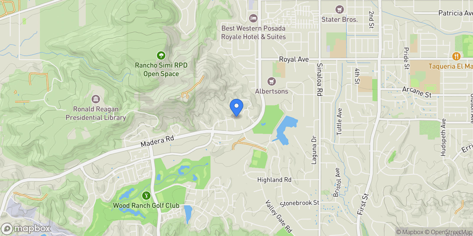 Map showing 1008 N Country Club Drive, Simi Valley, CA 93065, Simi Valley, California, United States.