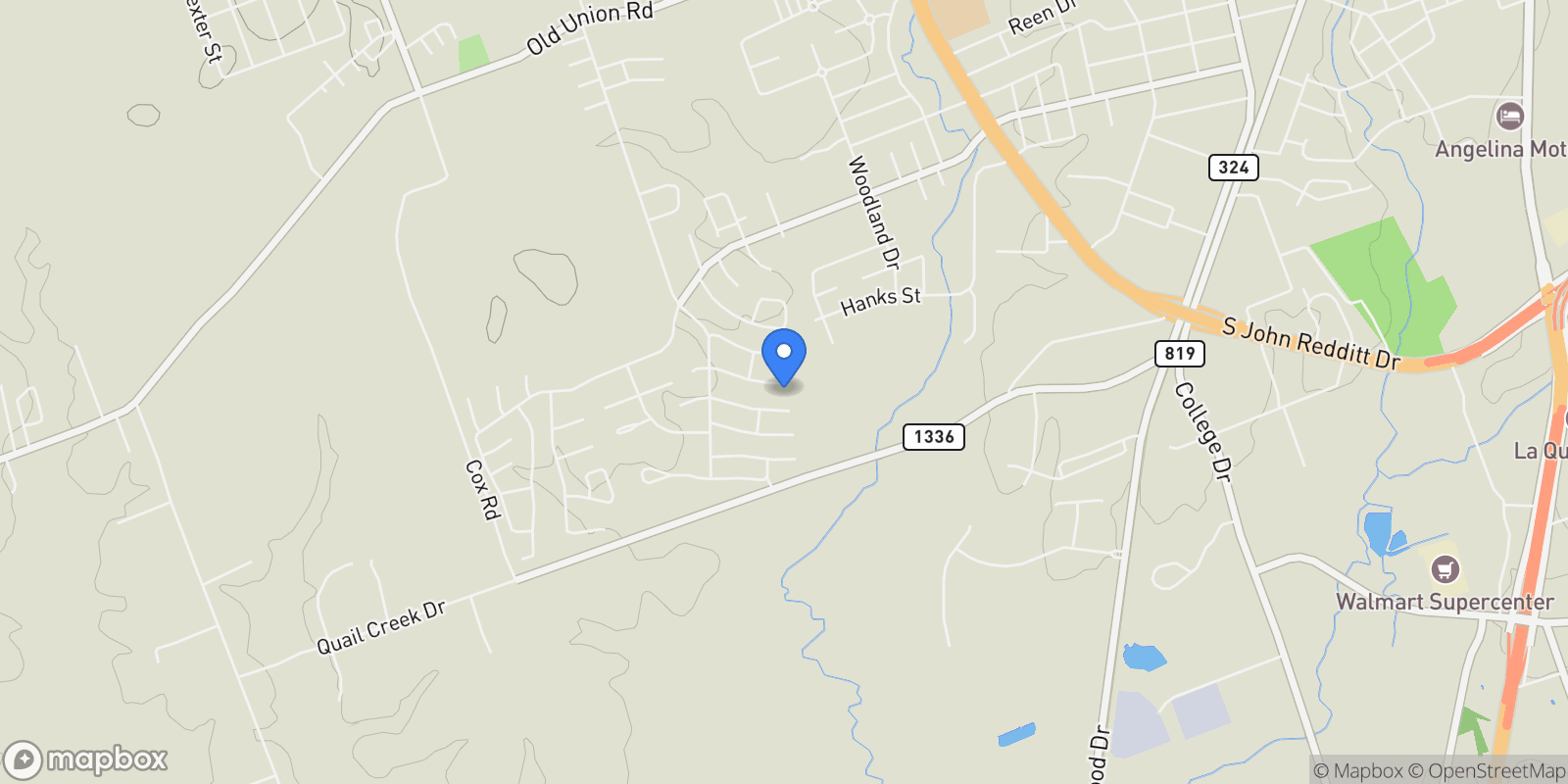 Map showing 1514 Spanish Moss Drive, Lufkin, TX 75904, Lufkin, Texas, United States.