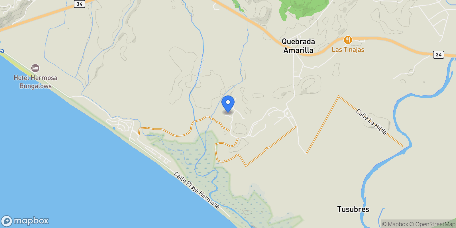 Map showing Garabito, Playa Hermosa, P, Garabito, Costa Rica.