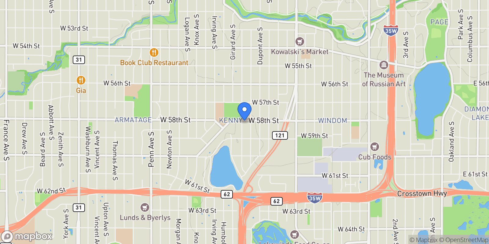 Map showing 5801 Fremont Avenue S, Minneapolis, MN 55419, Minneapolis, Minnesota, United States.