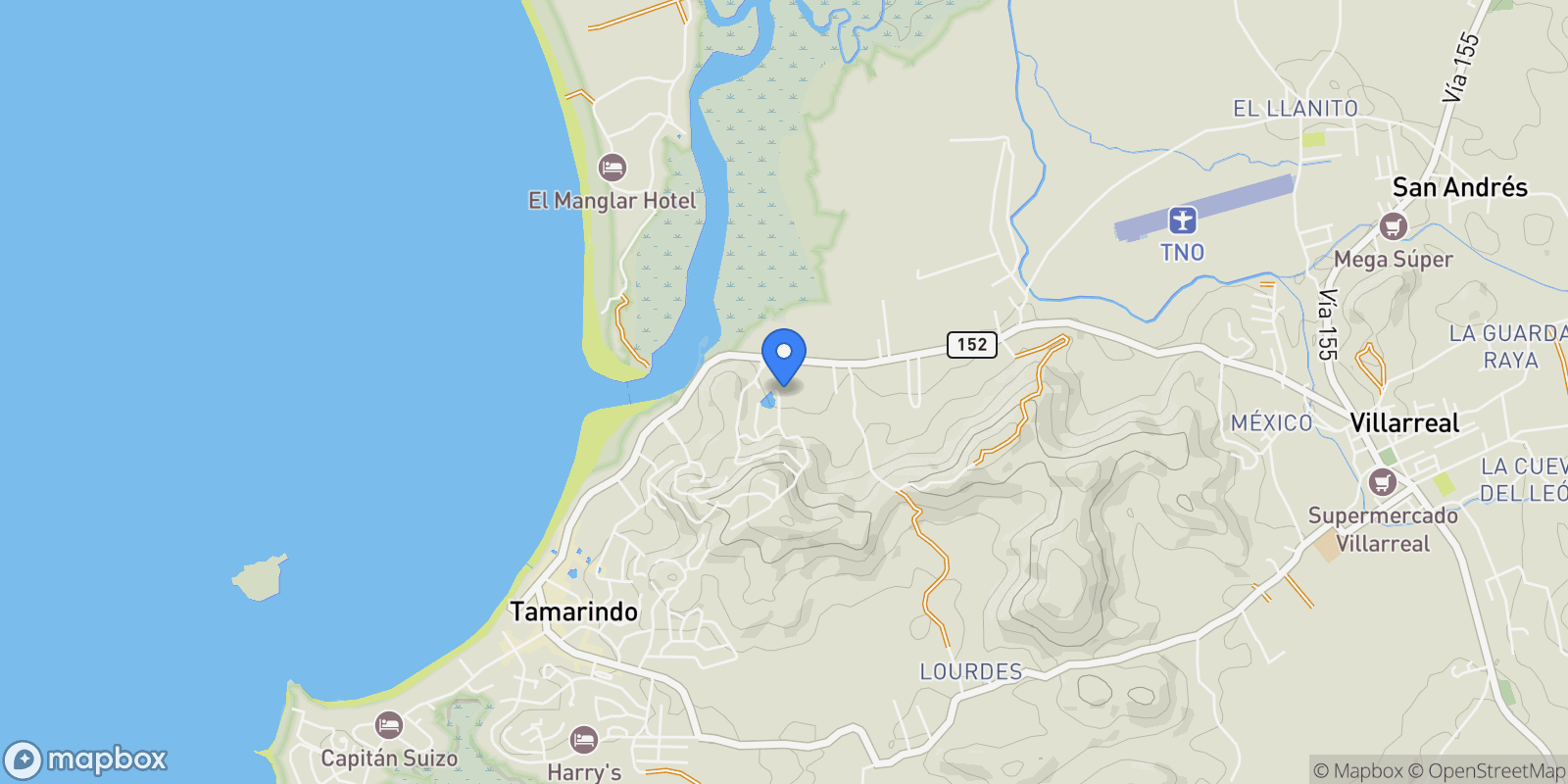 Map showing Santa Cruz, Tamarindo, G, Tamarindo, Guanacaste Province, Costa Rica.