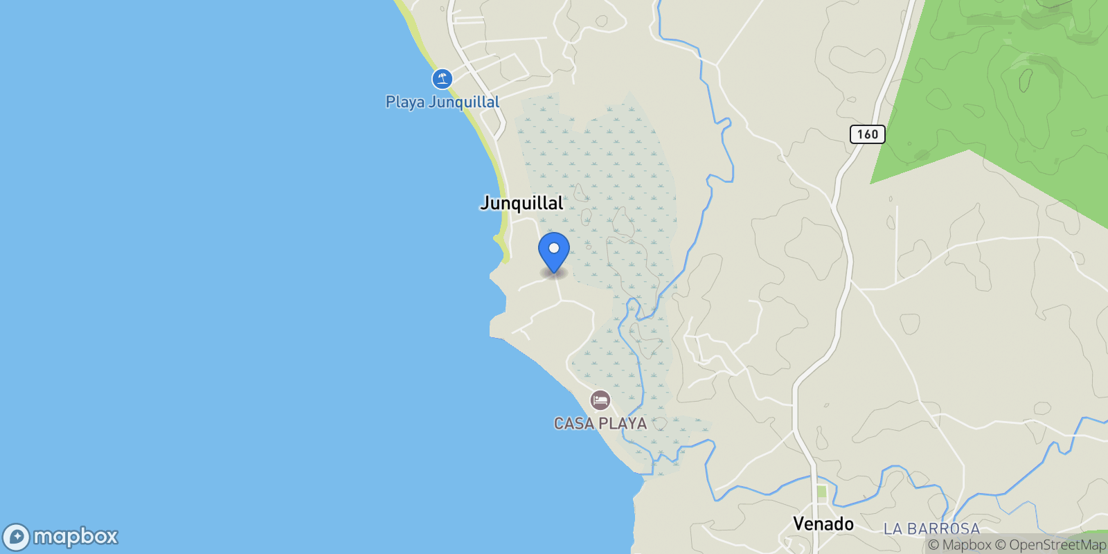 Map showing playa junquillal, Santa Cruz, G, Santa Cruz, Costa Rica.