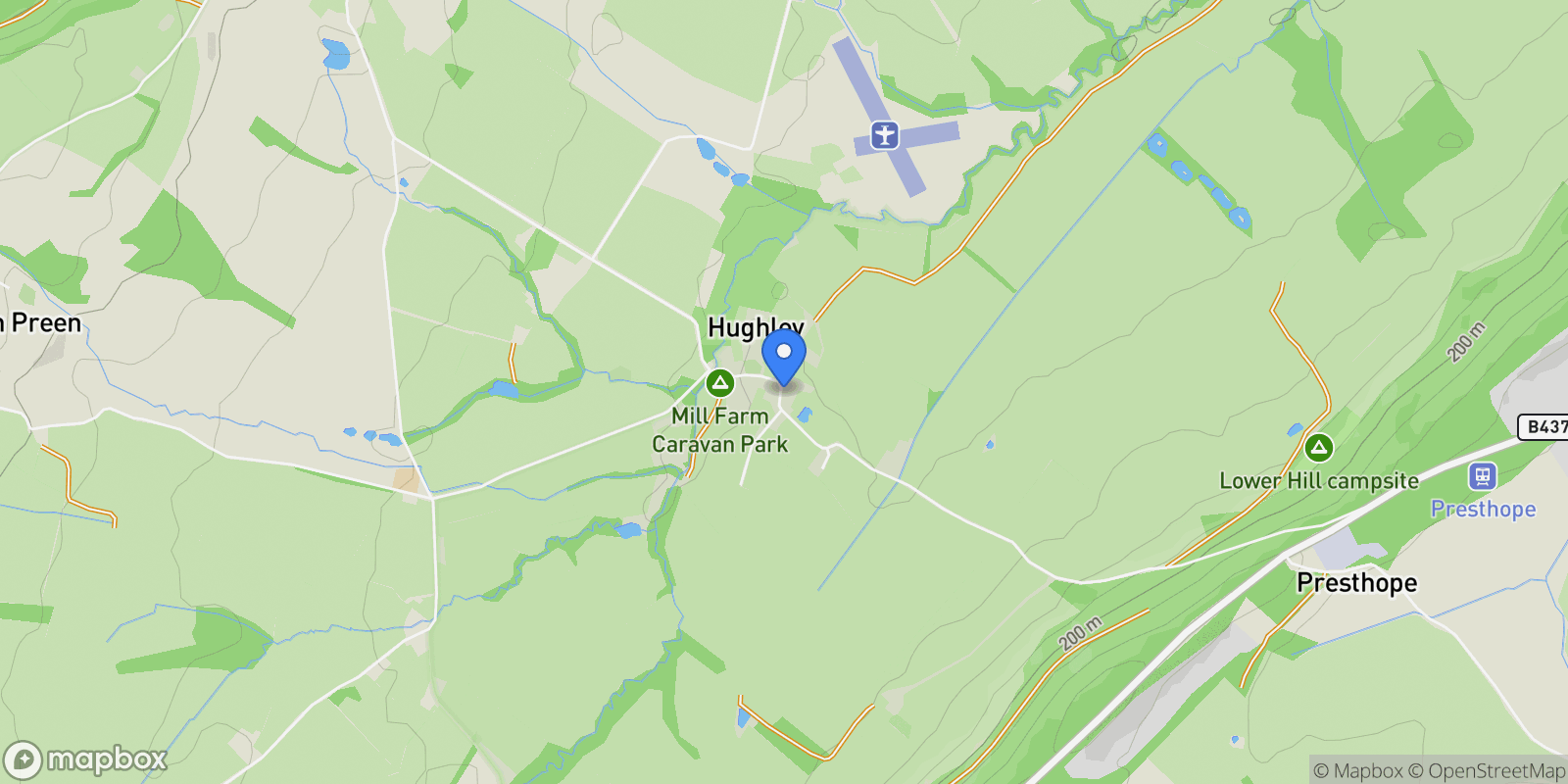 Map showing The Granary, Hughley, Shrewsbury, SY5 6NX, Shrewsbury, England, United Kingdom.