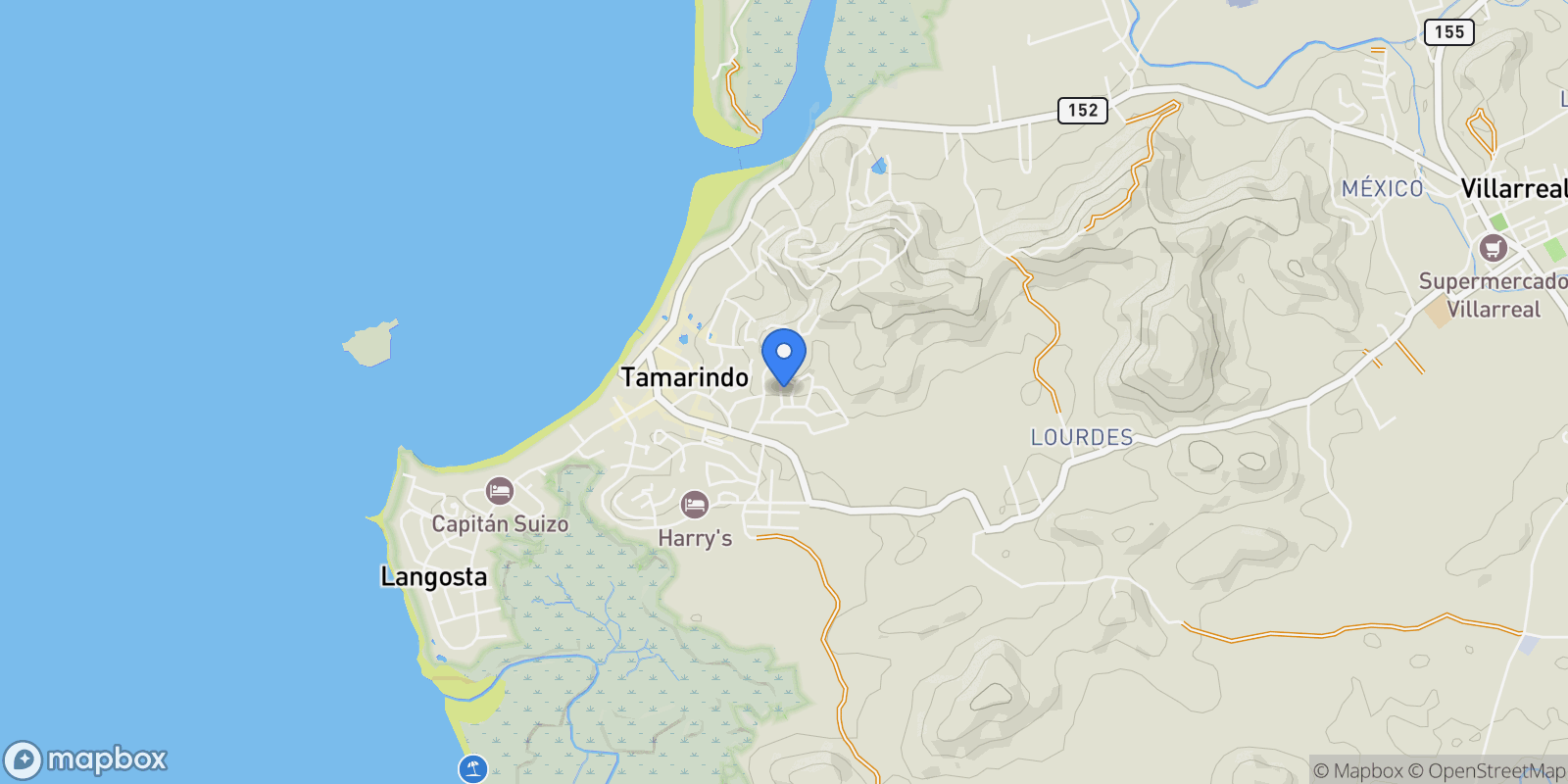 Map showing Tamarindo Hills, Tamarindo, G, Tamarindo, Guanacaste Province, Costa Rica.
