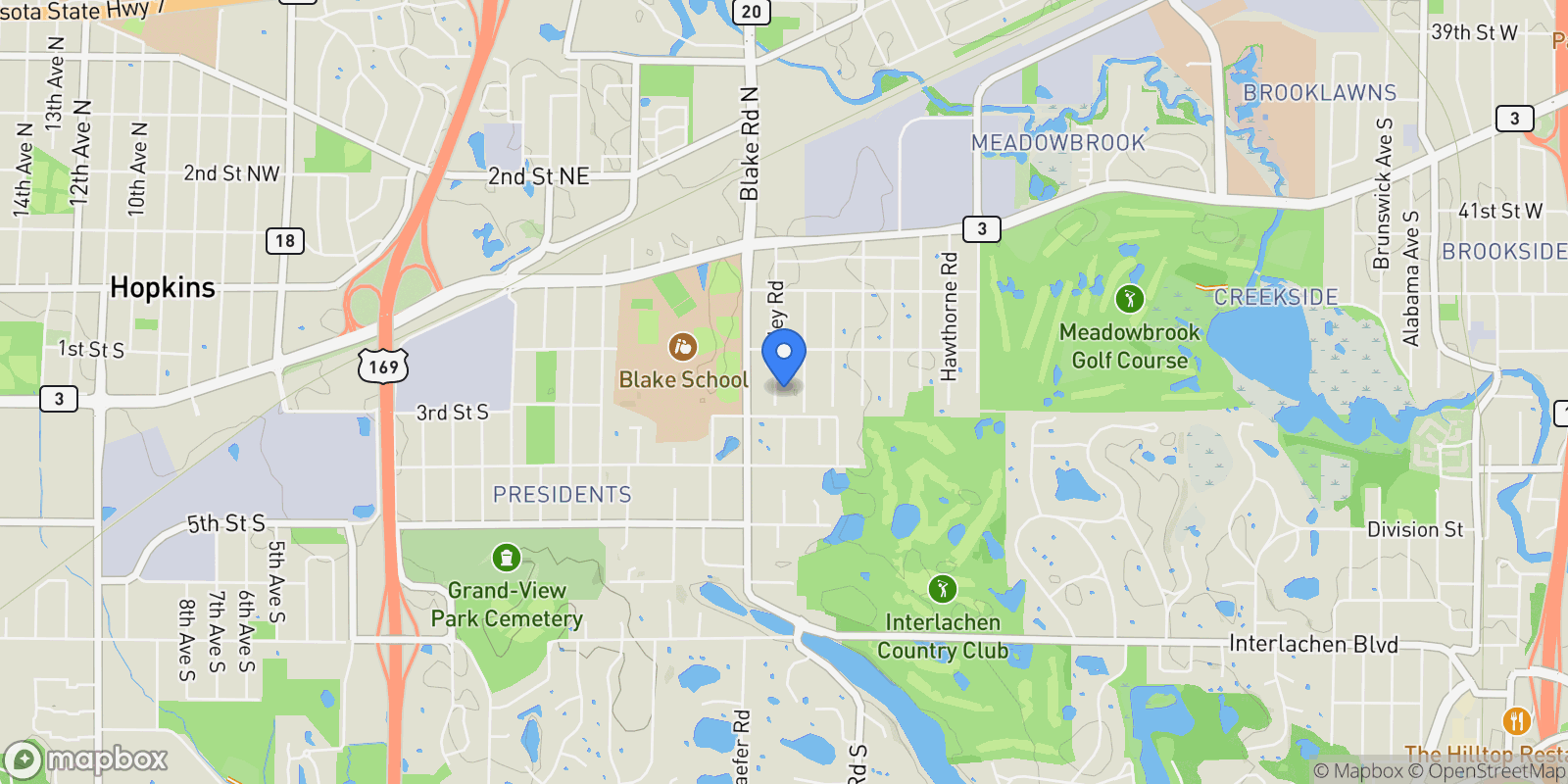 Map showing 245 Ashley Road, Hopkins, MN 55343, Hopkins, Minnesota, United States.