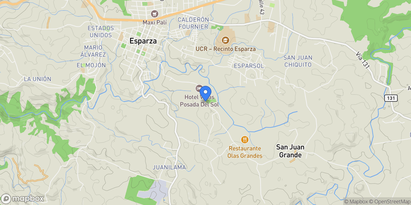 Map showing San Juan Grande, Esparza, P, San Juan Grande, Puntarenas Province, Costa Rica.