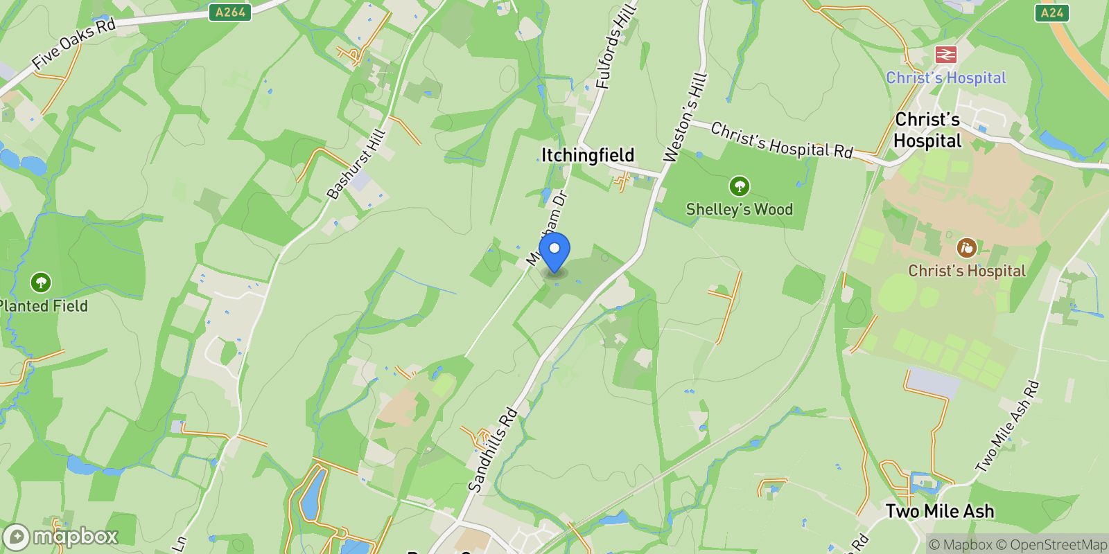 Map showing Plumtree Cross Lane, Itchingfield, Horsham, West Sussex, Itchingfield, England, United Kingdom.