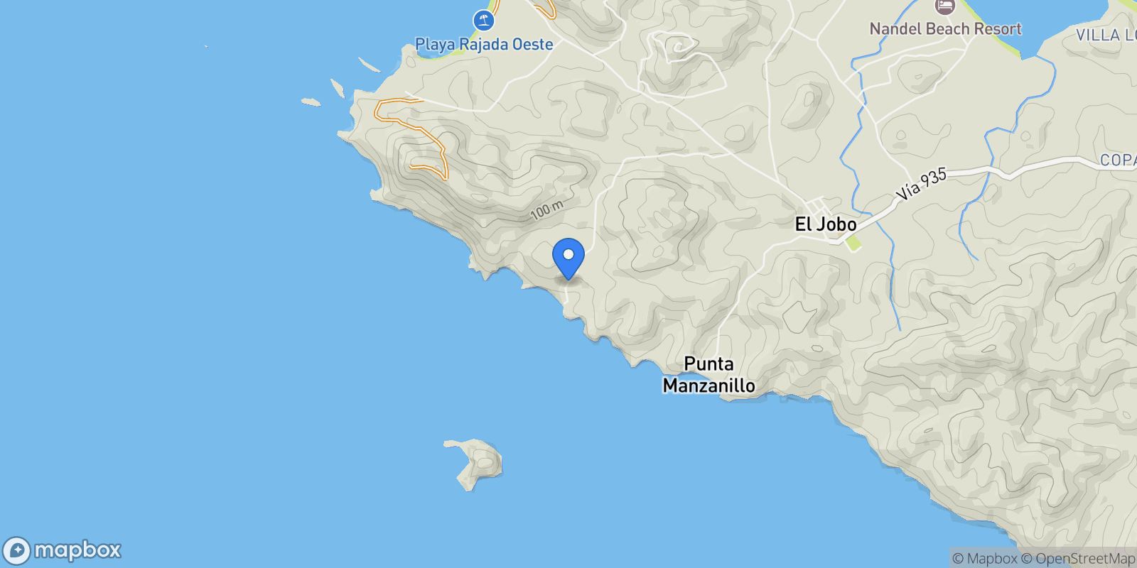 Map showing El Jobo, La Cruz, G, La Cruz, Costa Rica.