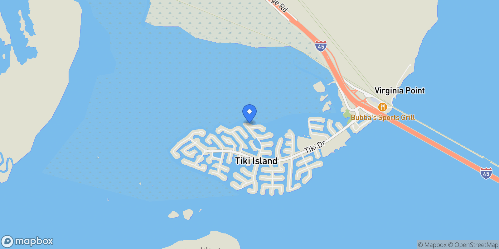 Map showing 538 Paradise Drive, Galveston, Texas, United States.
