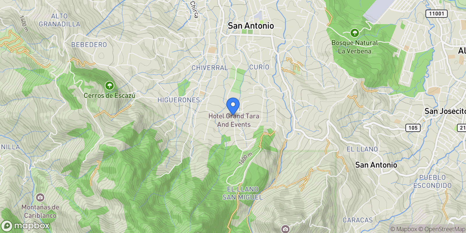 Map showing San Antonio, Escazú, SJ, San Antonio, San José Province, Costa Rica.