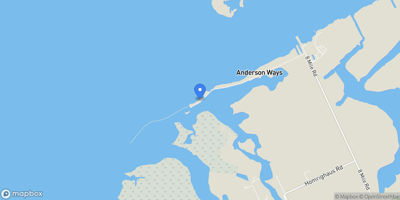 Map showing 12000 Sportsman Road, Galveston, Texas, United States.