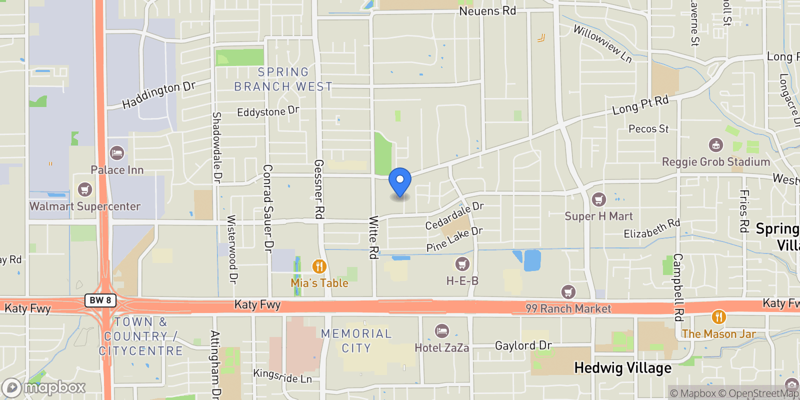 Map showing 1309 Centennial Drive, Houston, Texas, United States.