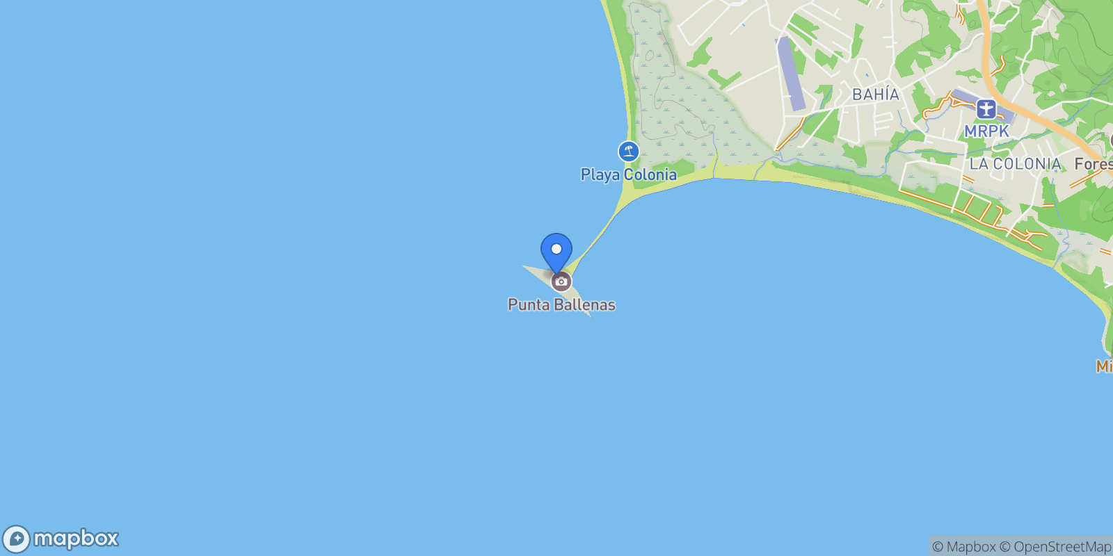 Map showing Bahía Ballena, Osa, P, Uvita, Puntarenas Province, Costa Rica.