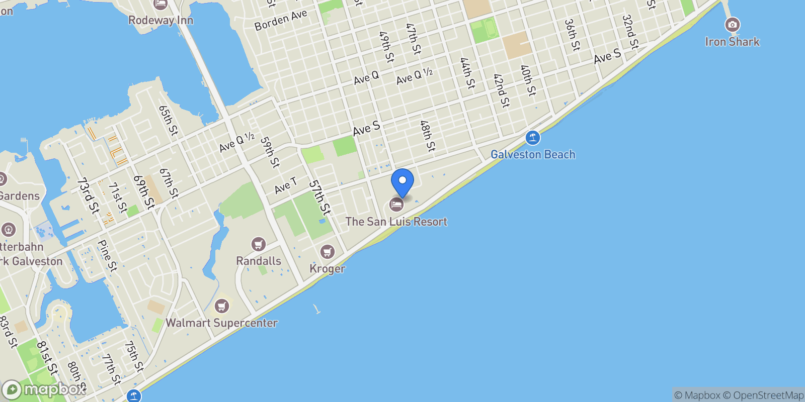 Map showing 5220 Seawall Boulevard 438/439, Galveston, Texas, United States.