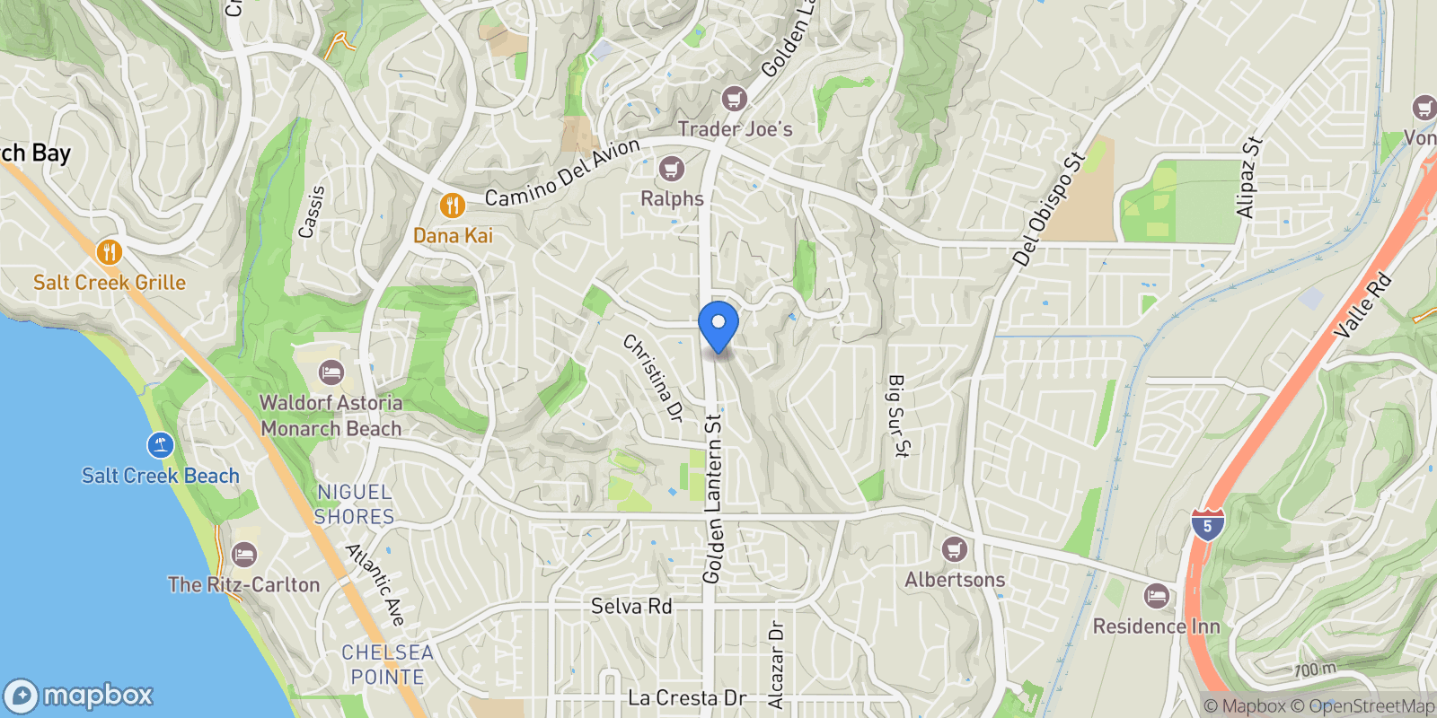 Map showing 33072 Ocean Ridge, Dana Point, California, United States.