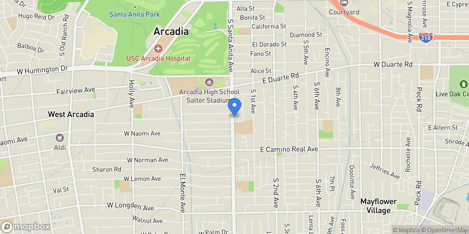 Map showing 2 Linda Rae Way, Arcadia, California, United States.