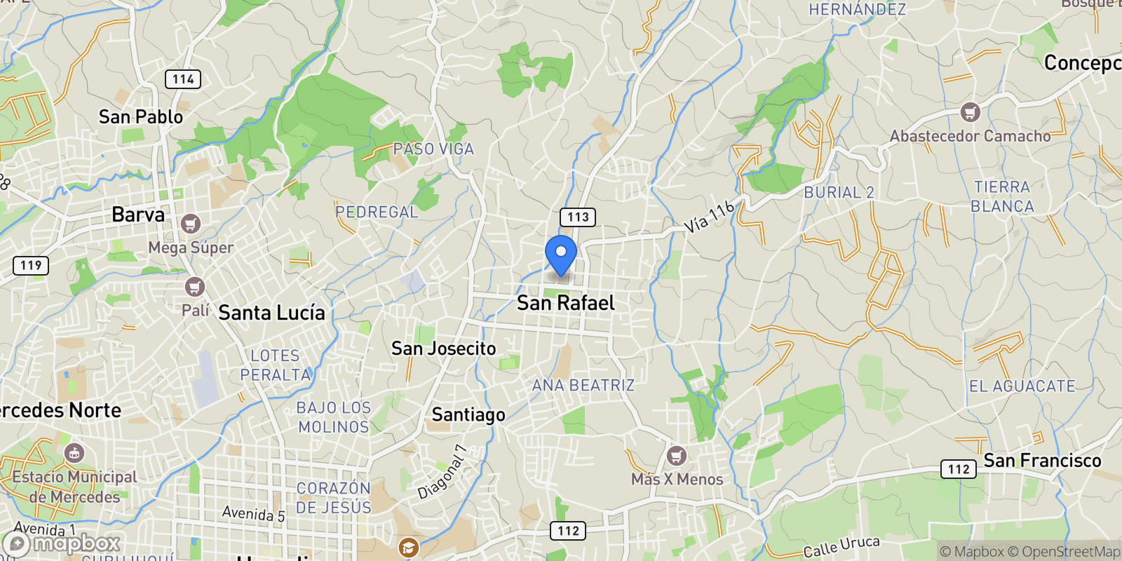 Map showing Los Angeles, San Rafael, H, San Rafael, Heredia Province, Costa Rica.