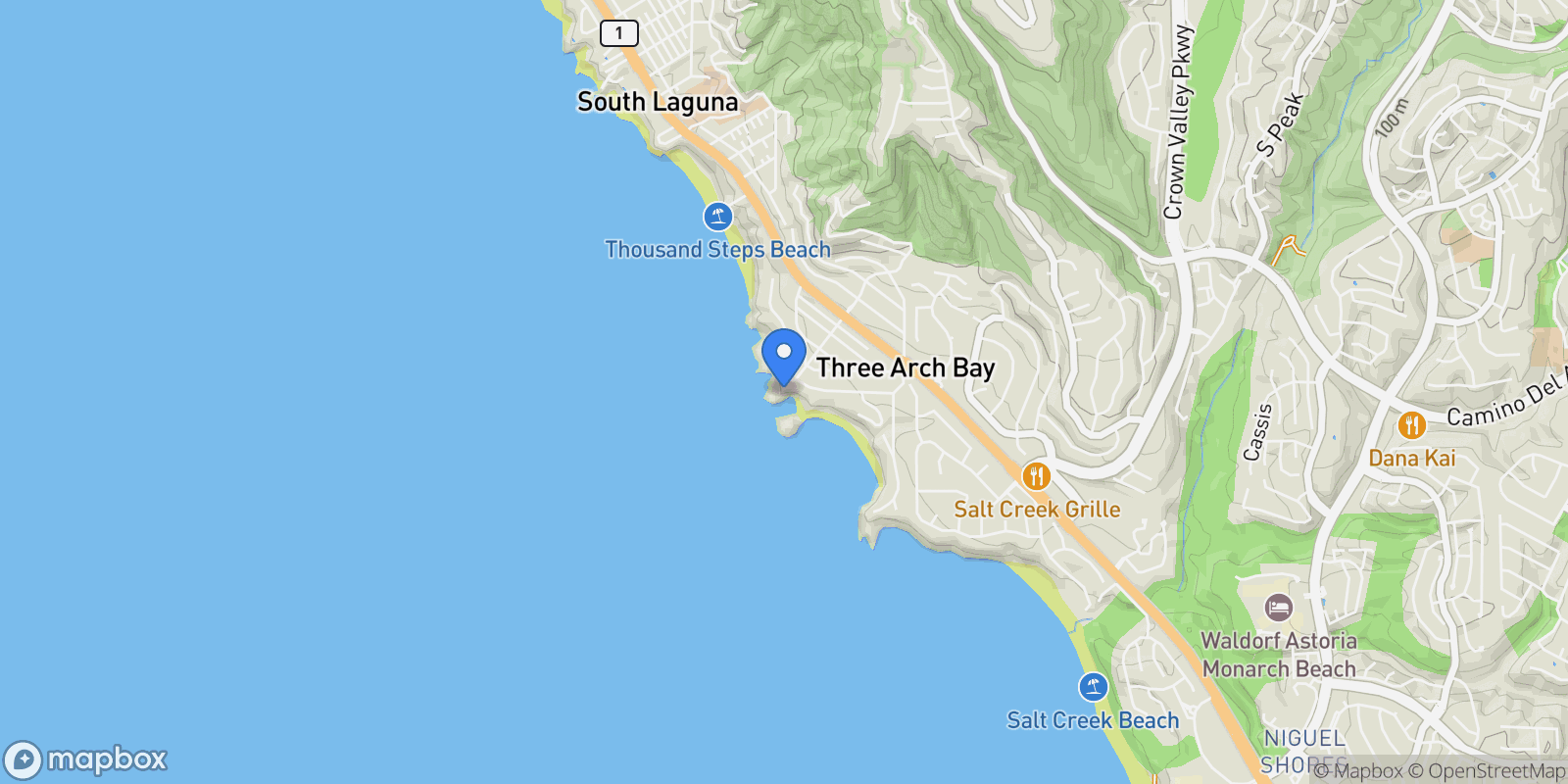 Map showing 3 N La Senda, Laguna Beach, California, United States.