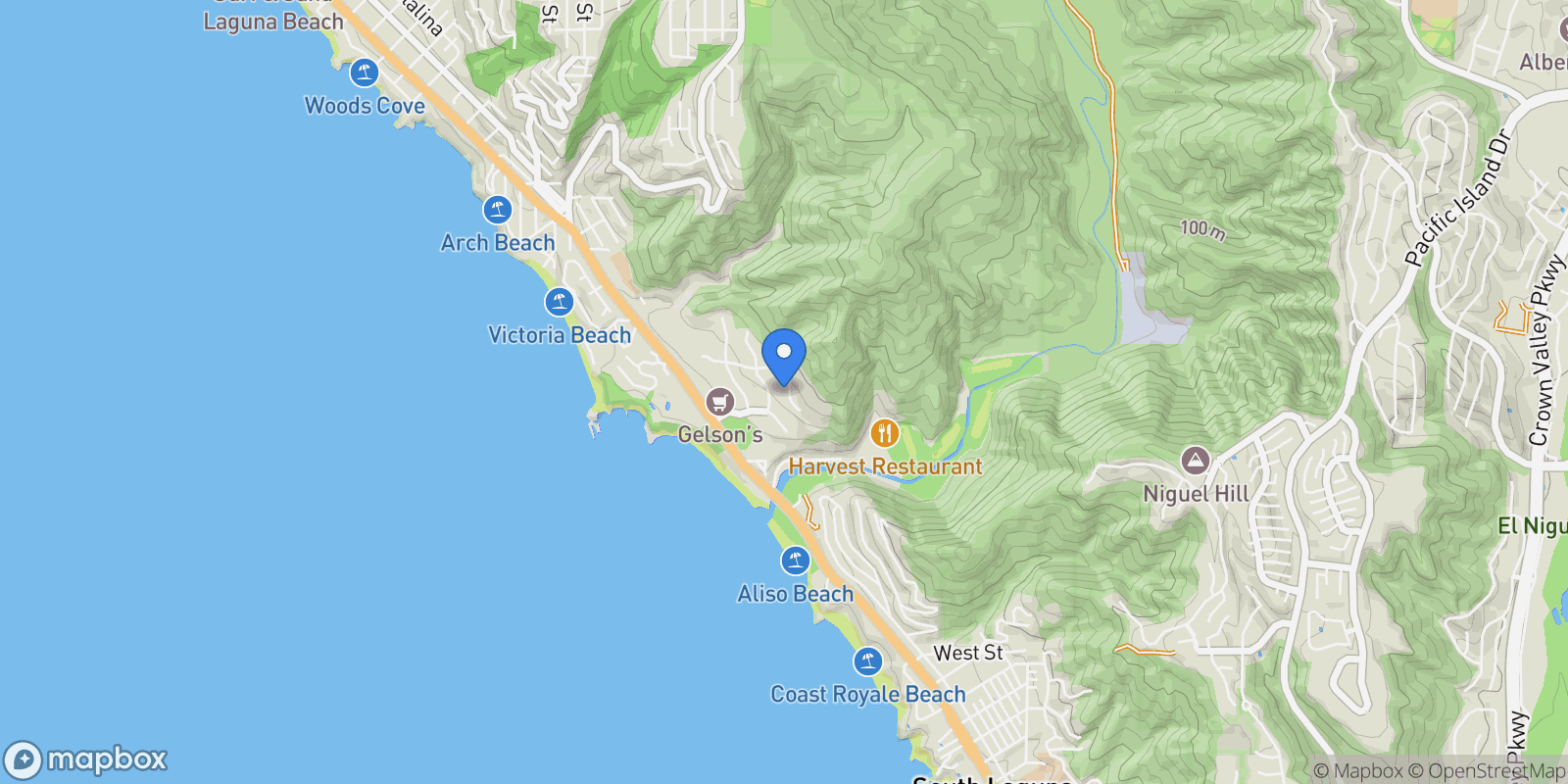 Map showing 21777 Ocean Vista Drive 28, Laguna Beach, California, United States.
