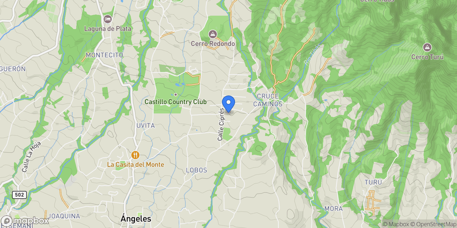 Map showing Los Angeles, San Rafael, H, San Rafael, Heredia Province, Costa Rica.