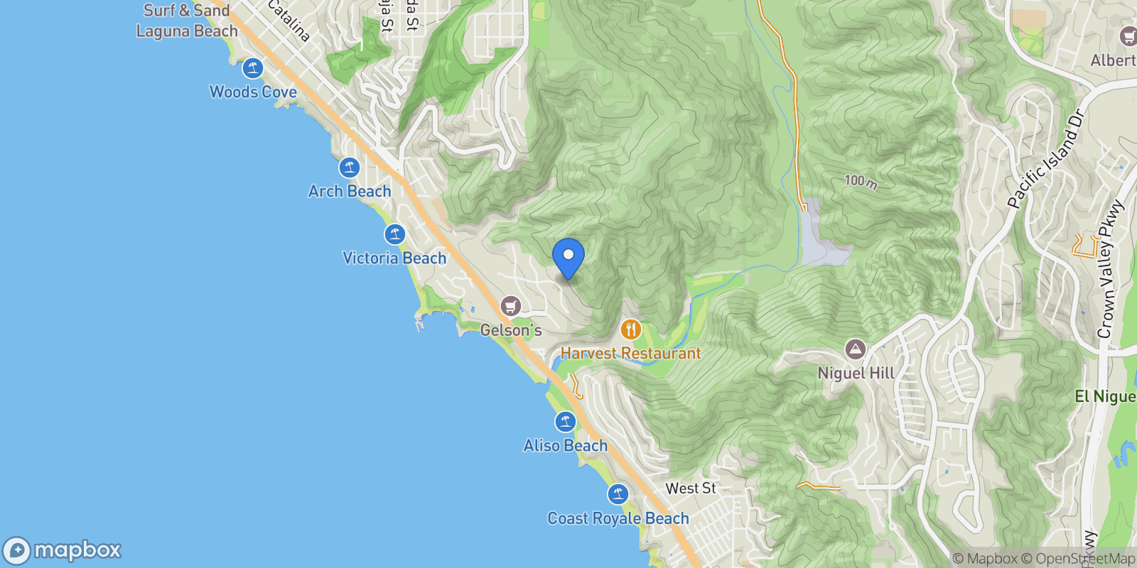 Map showing 21703 Ocean Vista Dr 201A, Laguna Beach, California, United States.